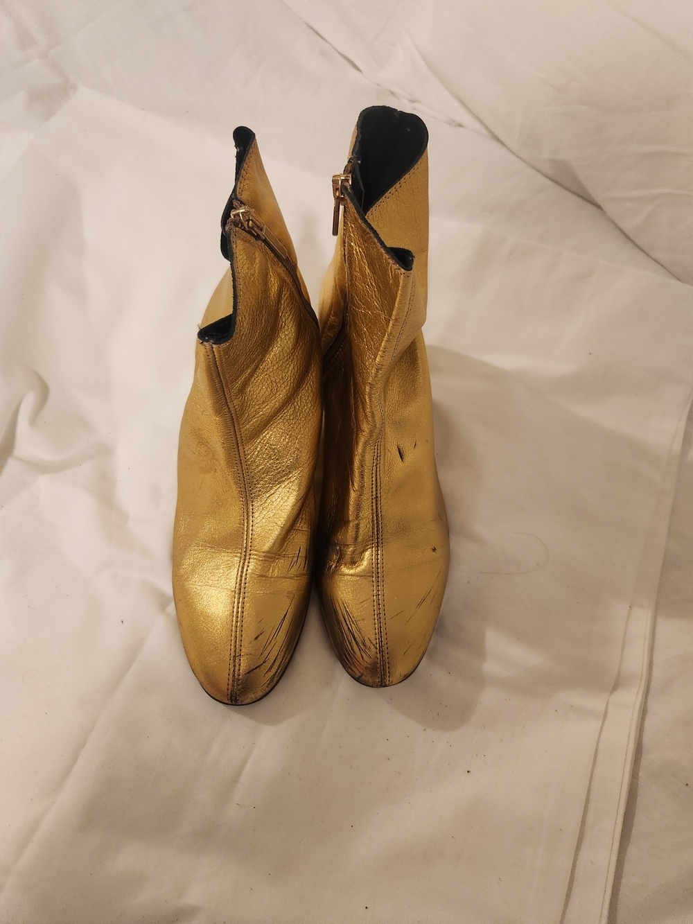 Mariana Metallic Gold Ankle Booties with Side Zip
